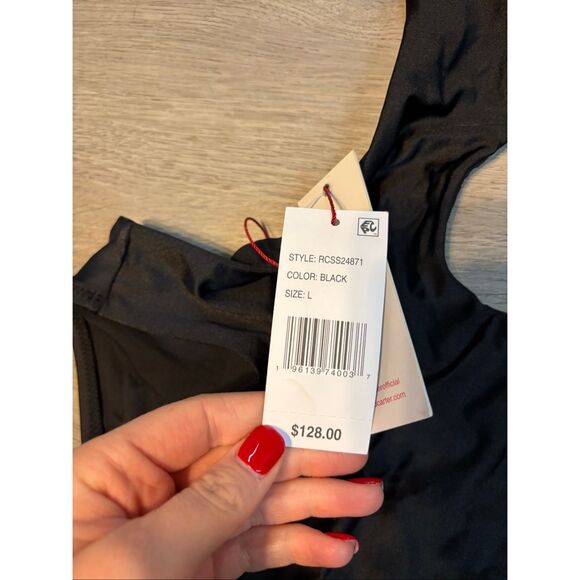 Red Carter Shine Solids Cutout Skimpy Fit One-Piece Swimsuit Women's Large NWT B - Picture 4 of 5